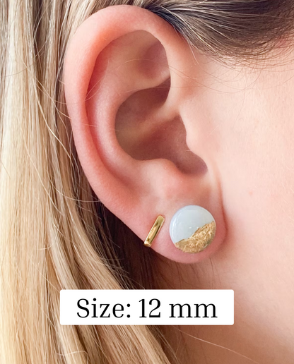 Hypoallergenic Stud Earrings – Blue Gold Foil, Surgical Steel, Sensitive Ears