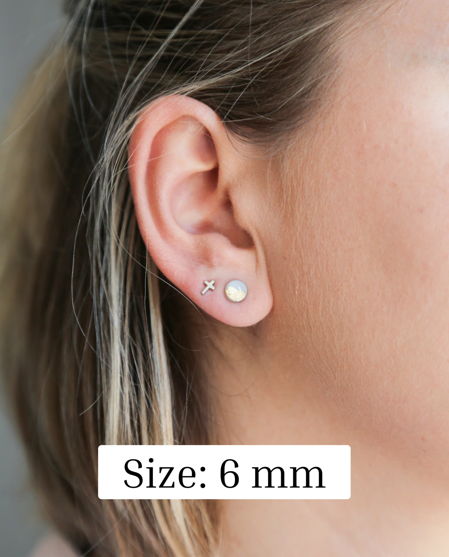 Hypoallergenic Stud Earrings – Blue Gold Foil, Surgical Steel, Sensitive Ears