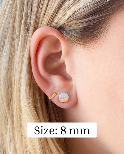 Hypoallergenic Stud Earrings – Blue Gold Foil, Surgical Steel, Sensitive Ears