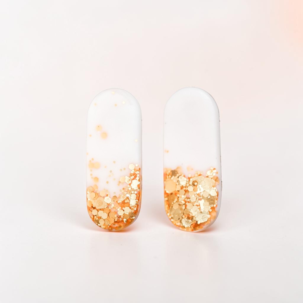 Golden Flake Capsule Stud Earrings
