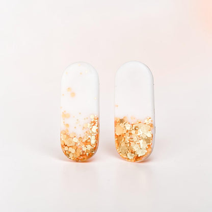 Golden Flake Capsule Stud Earrings