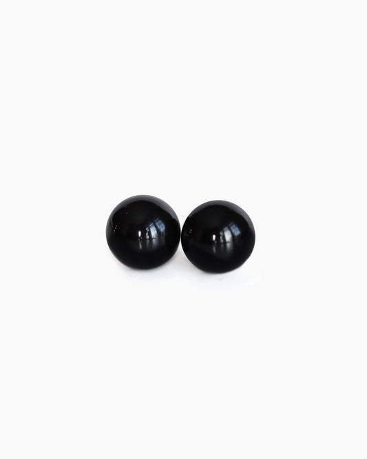 Black Agate Minimalist Stud Earrings, 925 Silver, Gift for Her or Him, Small Earrings for Sensitive Ears - Ollijewelry