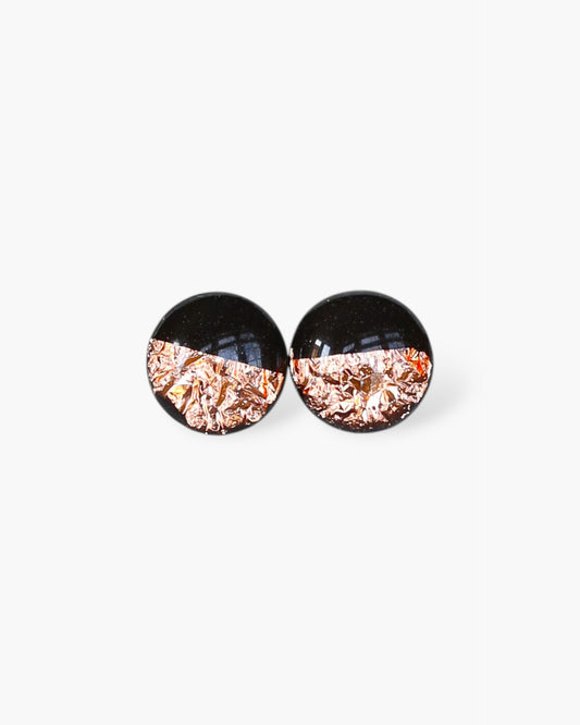 Black and Rose Gold Handmade Jewelry Stud Earrings
