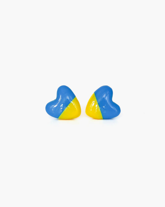 Blue and yellow heart shaped earrings - Ollijewelry