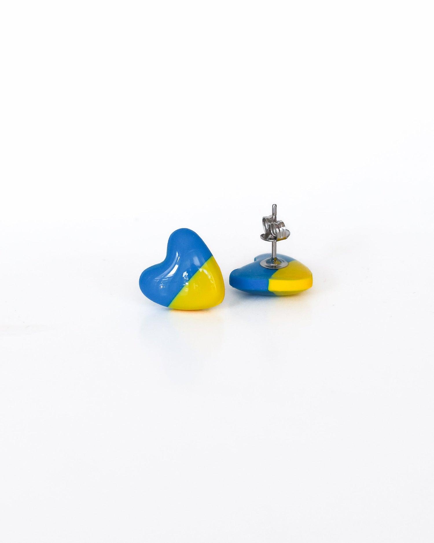 Blue and yellow heart shaped earrings - Ollijewelry