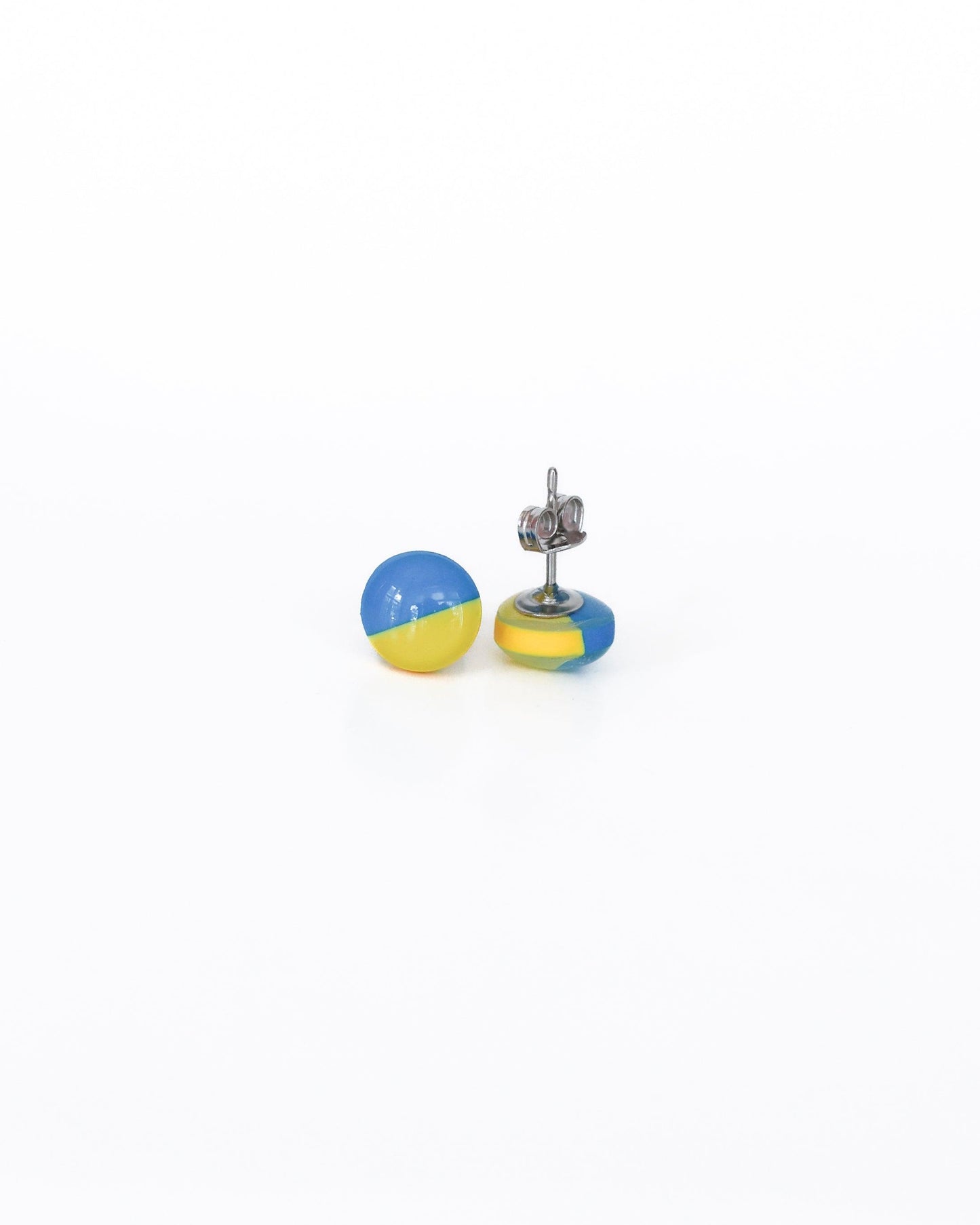 Blue and yellow small stud earrings - Ollijewelry