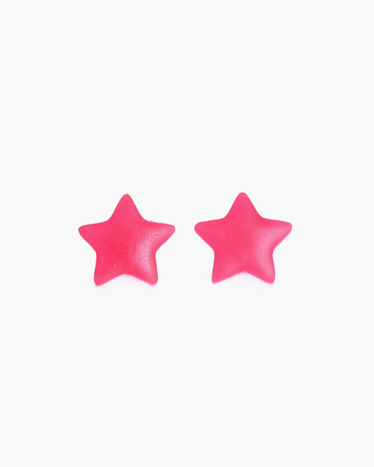 Bright Pink Star Crystal Resin Earrings - Hypoallergenic & Waterproof - Ollijewelry