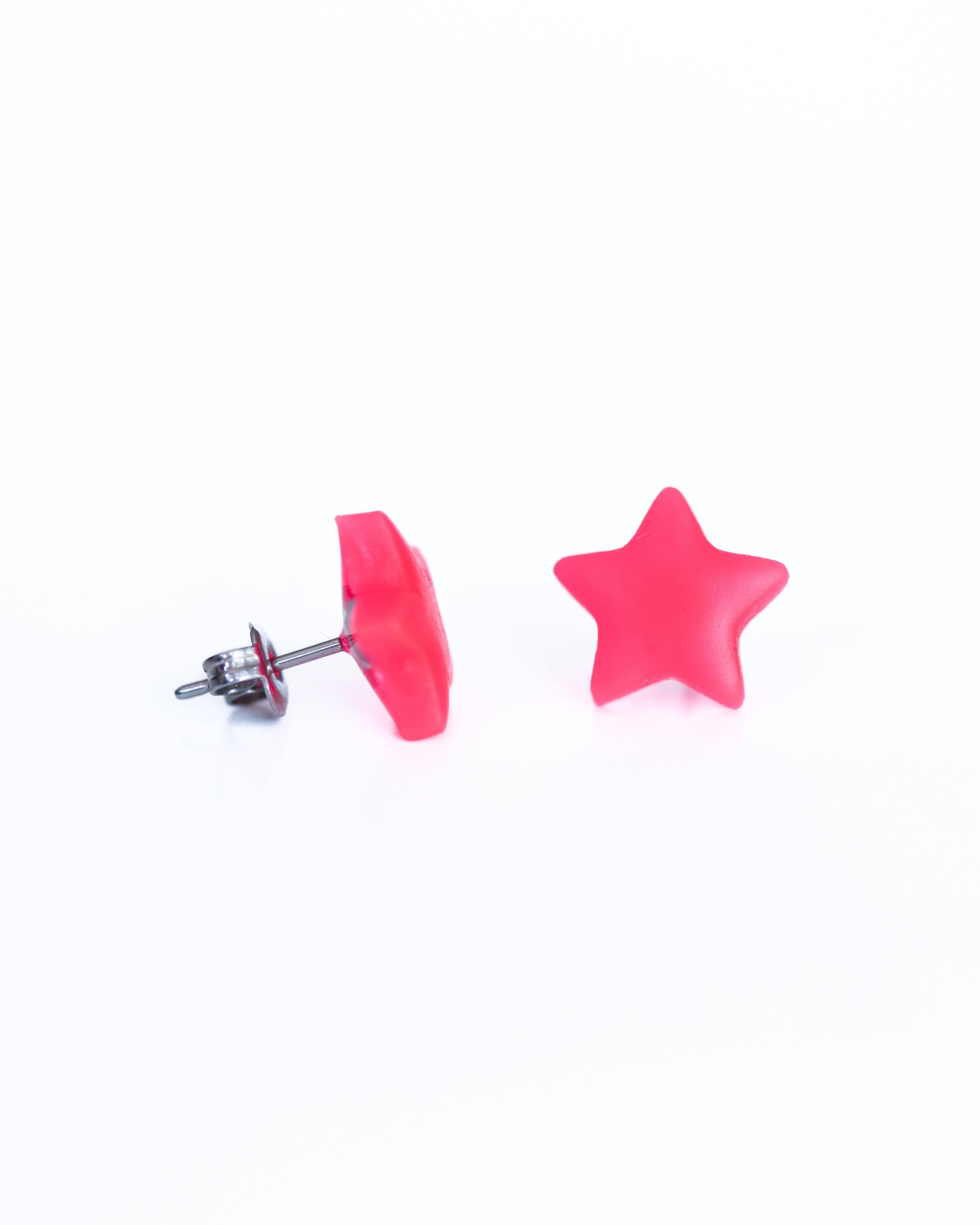 Bright Pink Star Crystal Resin Earrings - Hypoallergenic & Waterproof - Ollijewelry