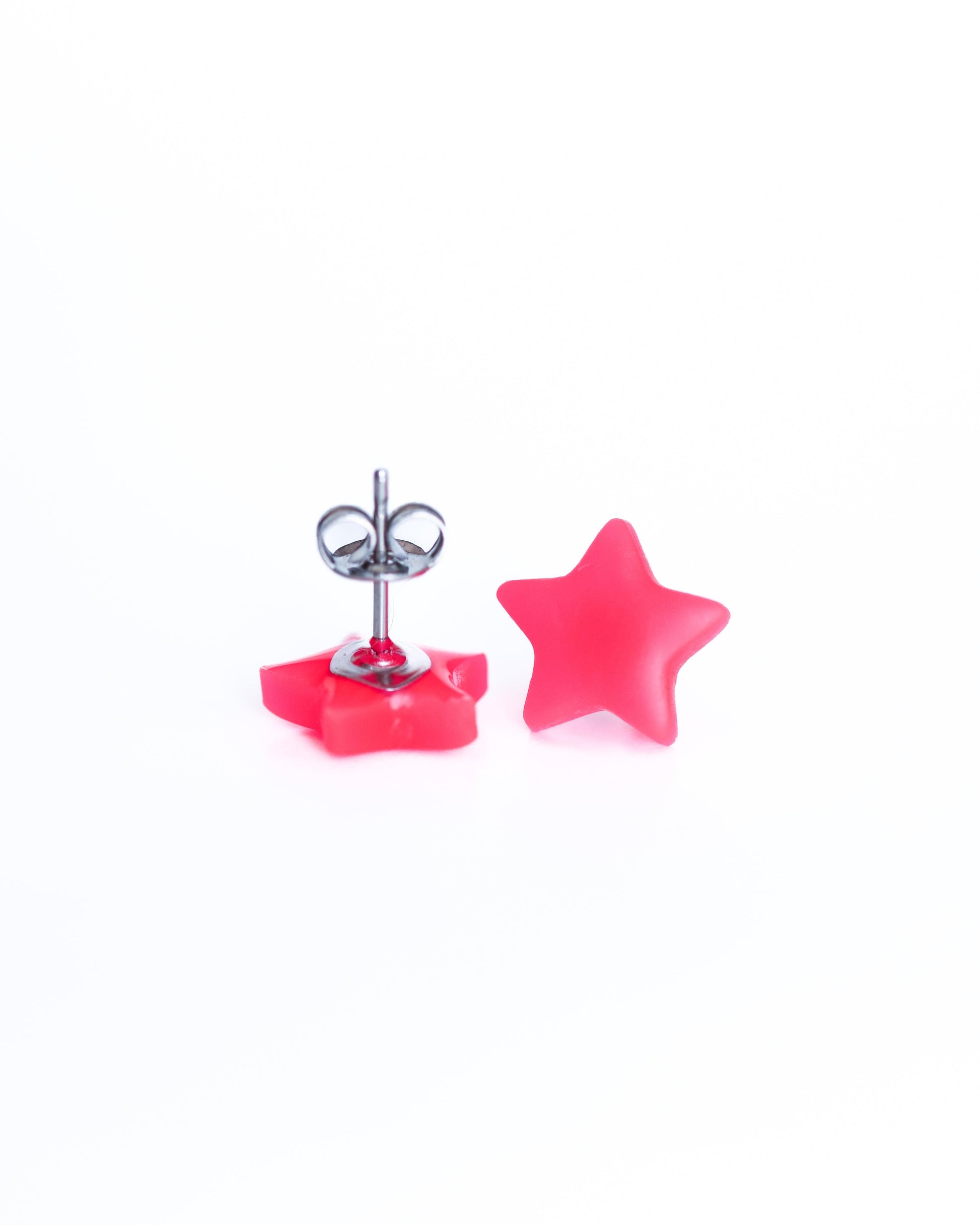 Bright Pink Star Crystal Resin Earrings - Hypoallergenic & Waterproof - Ollijewelry