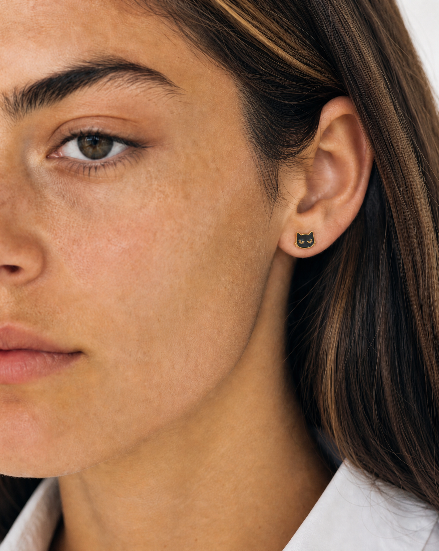 Black Cat Flat Back Earrings – Surgical Steel Studs