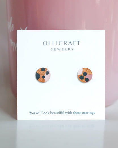 Colorful stud earrings for sensitive ears, Unusual fashion earrings - Ollijewelry