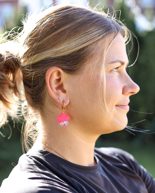 Cute floral statement earrings made from crystal resin