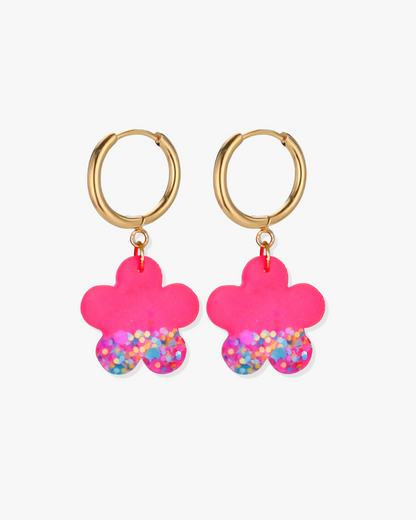 Cute floral statement earrings made from crystal resin