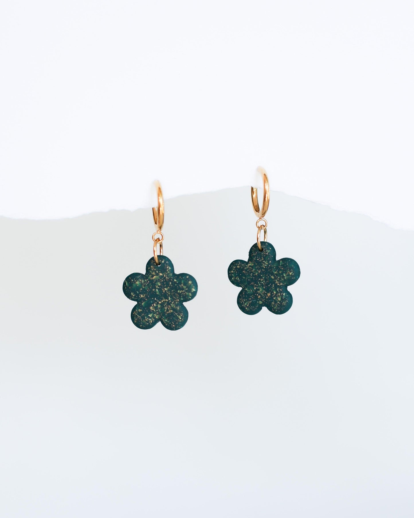 Delicate floral statement earrings made from crystal resin - Ollijewelry