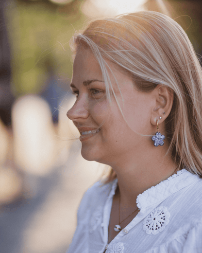 Delicate floral statement earrings made from crystal resin - Ollijewelry