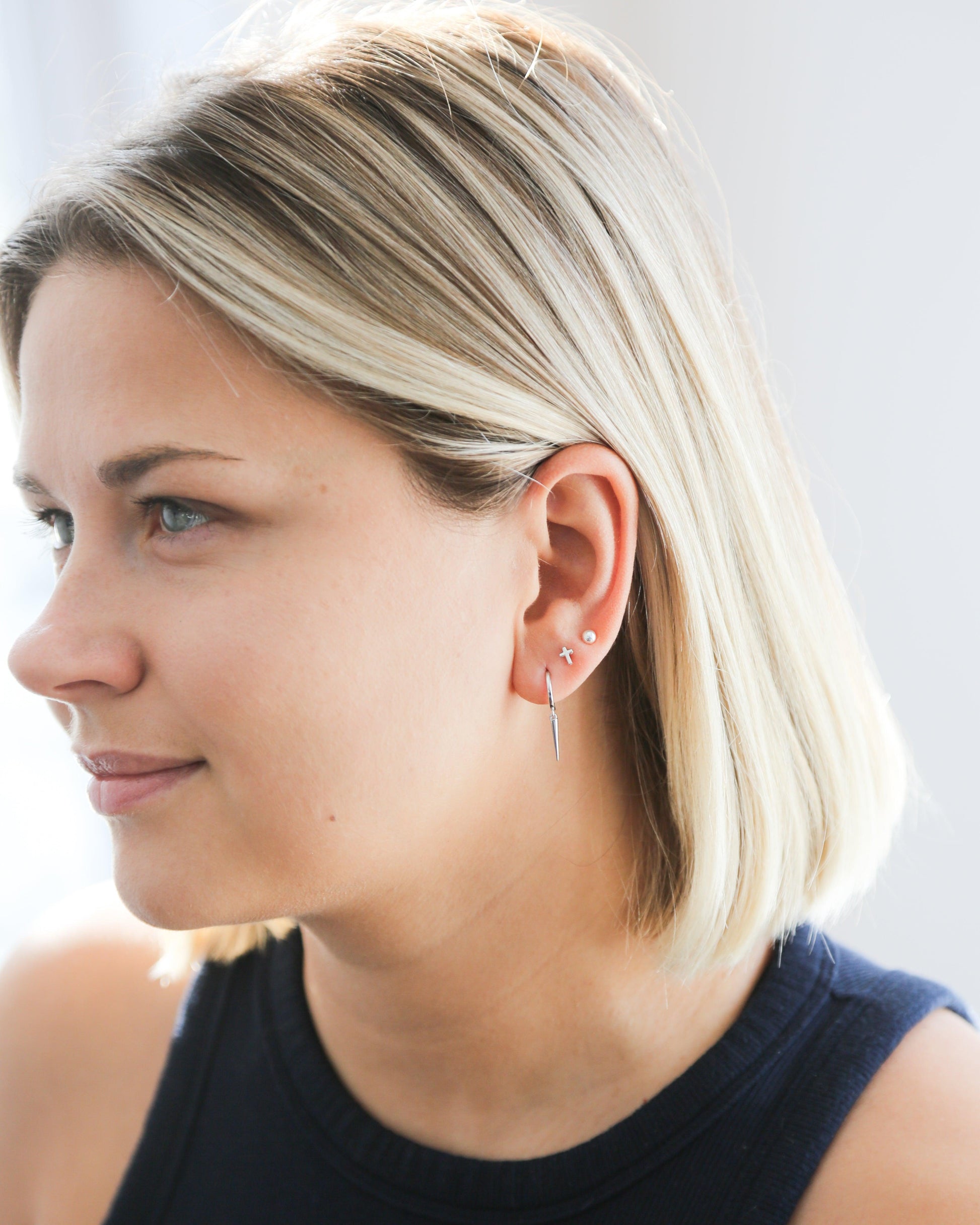 Elegant Spike Hoops in Sterling Silver - Ollijewelry