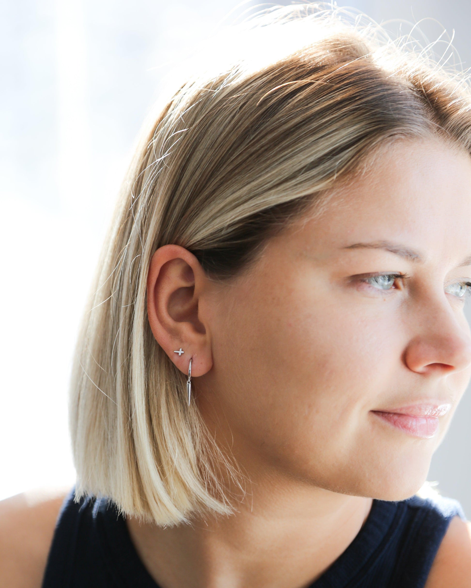 Elegant Spike Hoops in Sterling Silver - Ollijewelry