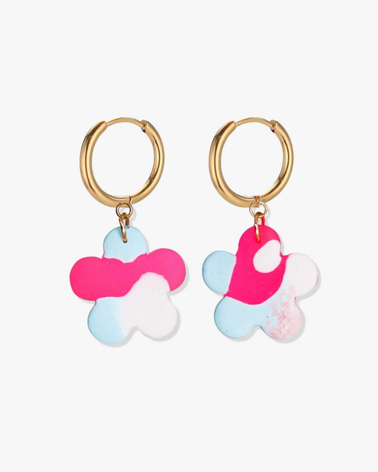 Delicate floral statement earrings made from crystal resin