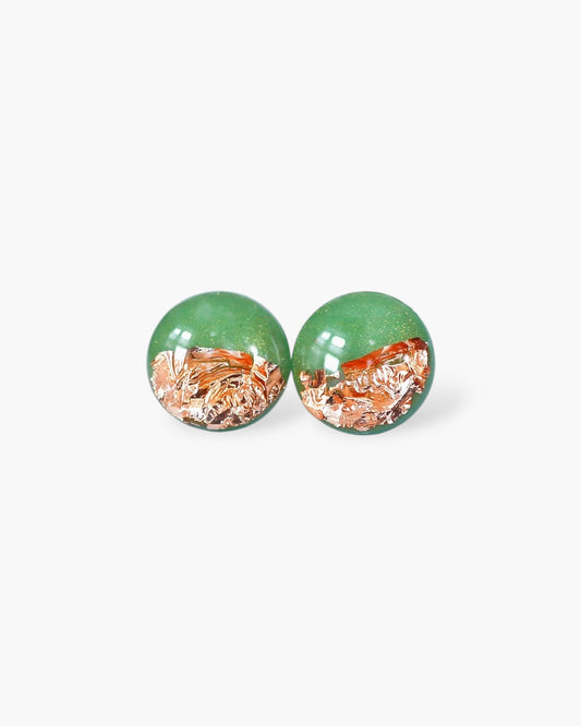 Emerald green surgical steel earrings, Handmade jewelry