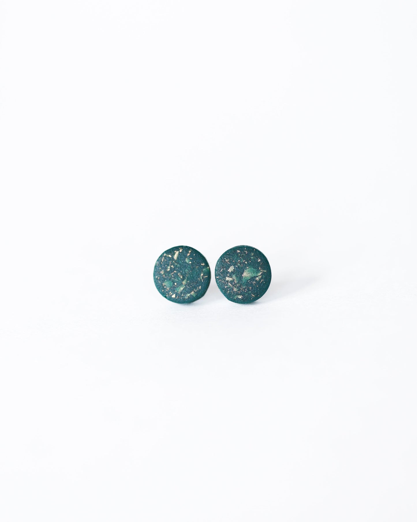 Emerald matt tiny 8mm stud earrings, Hypoallergenic earrings - Ollijewelry