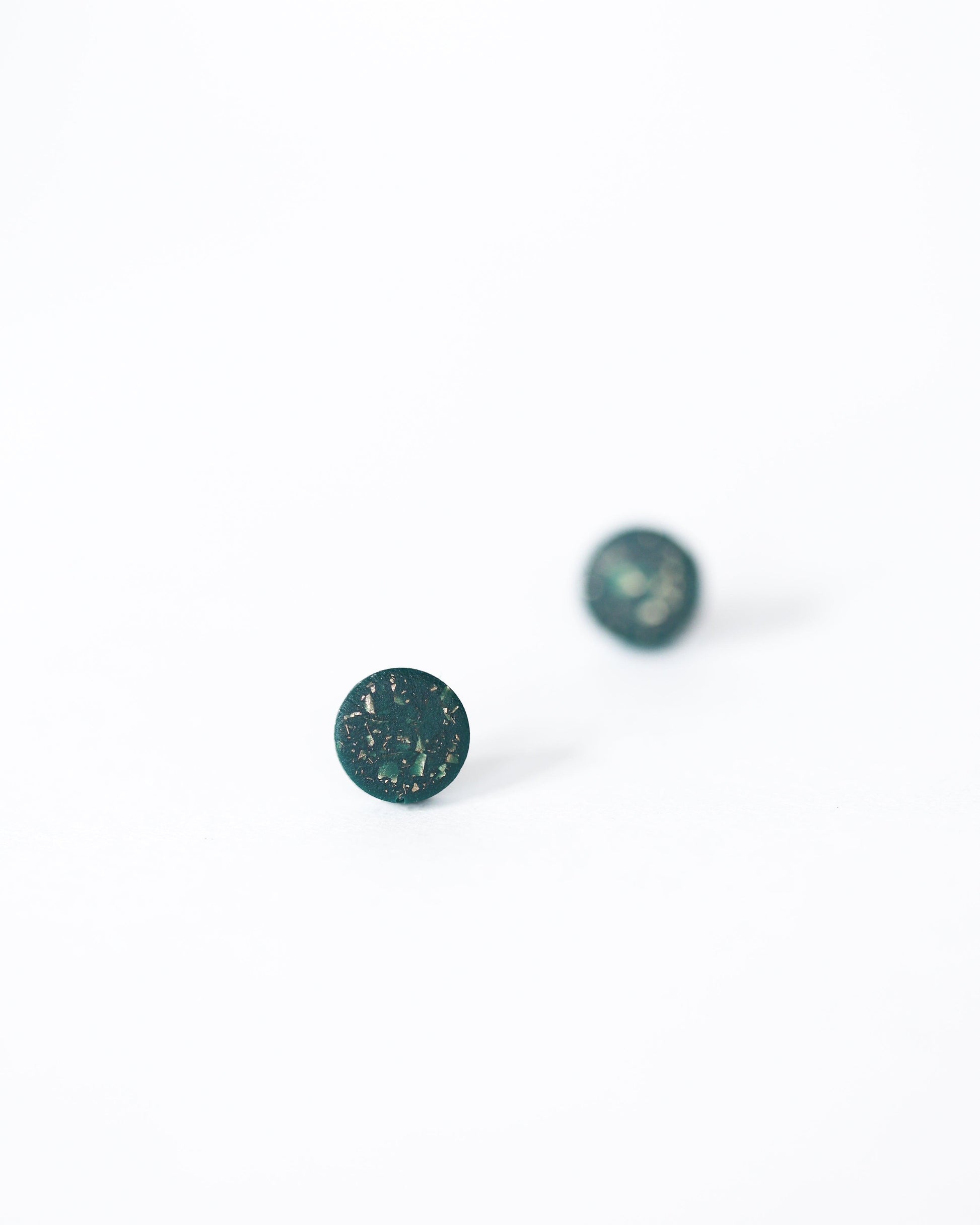 Emerald matt tiny 8mm stud earrings, Hypoallergenic earrings - Ollijewelry