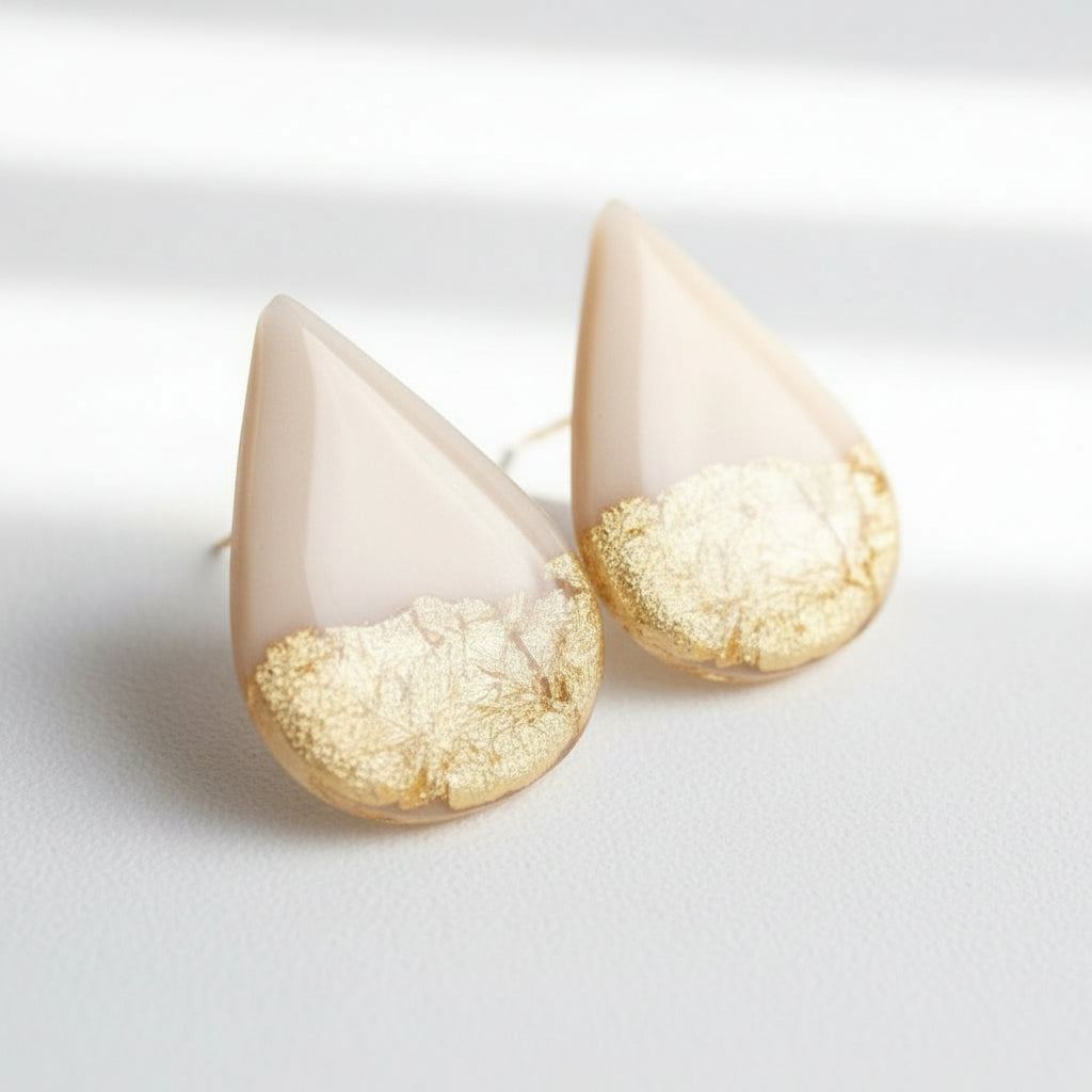 Boucles d'oreilles champagne en forme de goutte en acier inoxydable