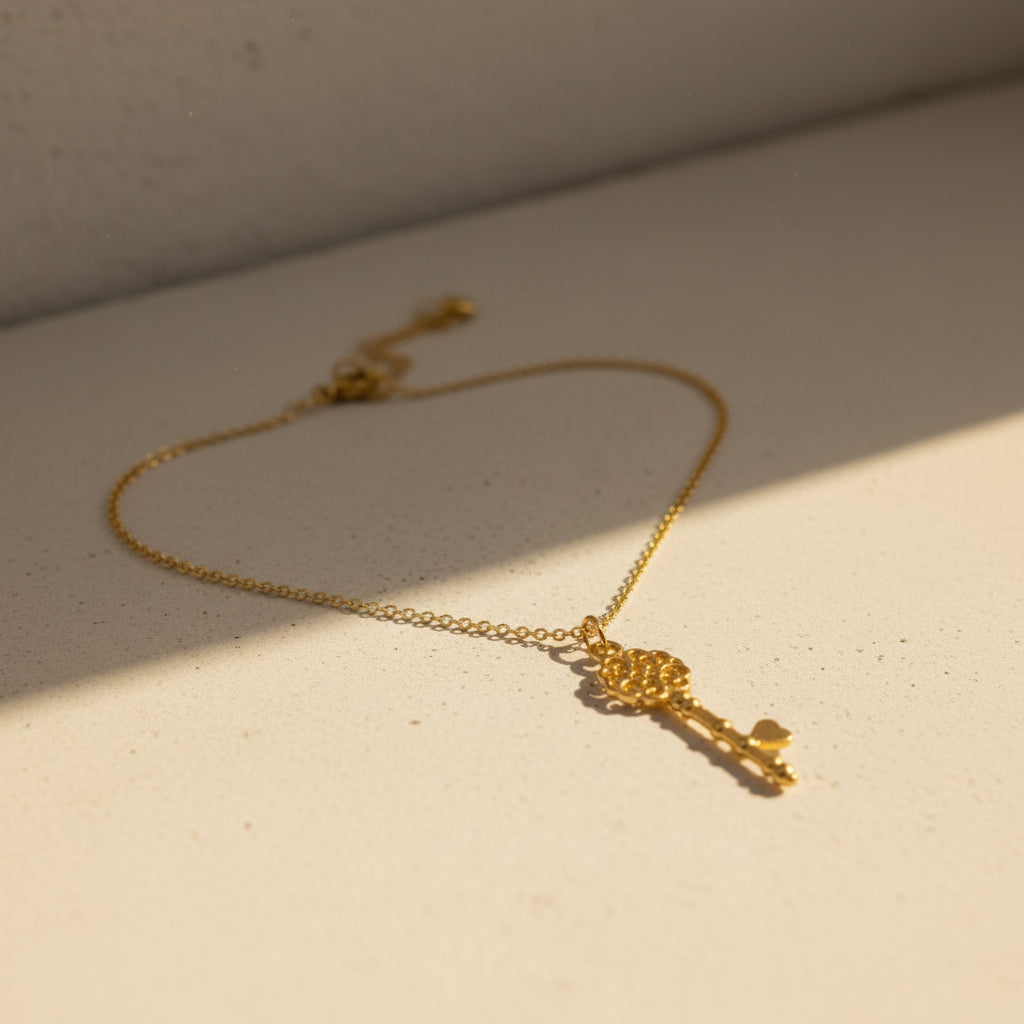 Heart key Shape Charm Stainless steel necklace