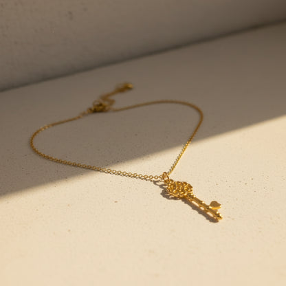 Heart key Shape Charm Stainless steel necklace