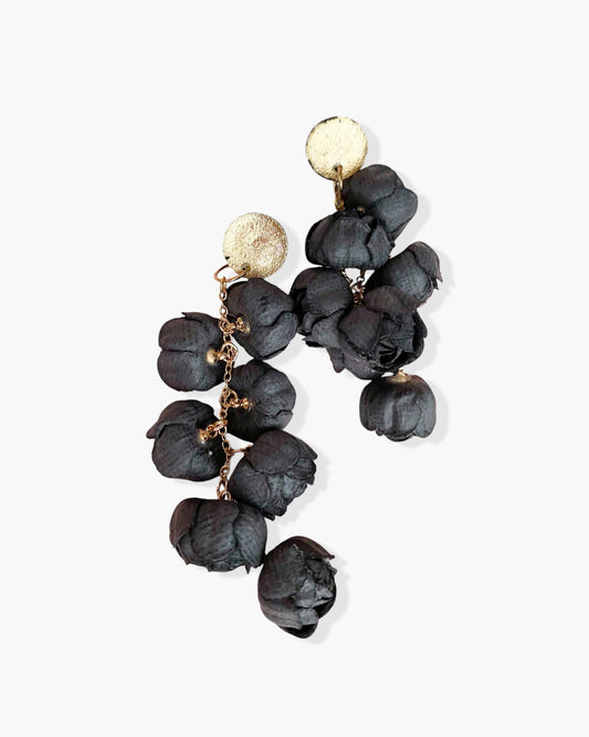 Floral botanical statement earrings with surgical steel posts