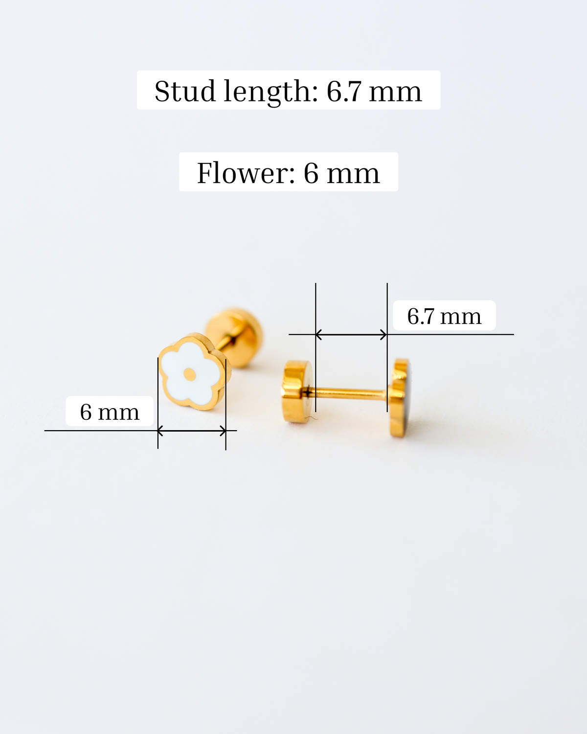 White flower flat back studs
