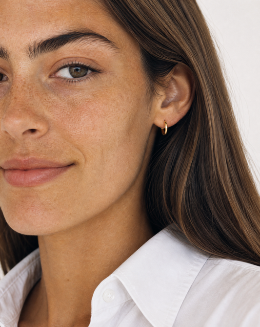 Gold hoop earrings in sterling silver