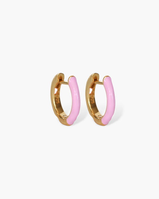 Gold enamel hoops earrings