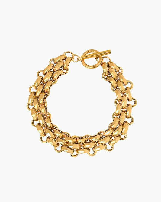 Gold Plated Chunky Toggle Link Chain Bracelet in Stainless Steel - Ollijewelry