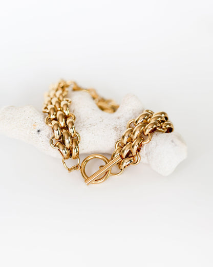 Gold Plated Chunky Toggle Link Chain Bracelet in Stainless Steel - Ollijewelry