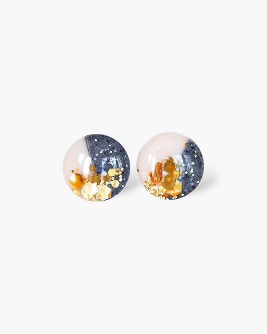 Granite and champagne earrings Hypoallergenic surgical steel studs