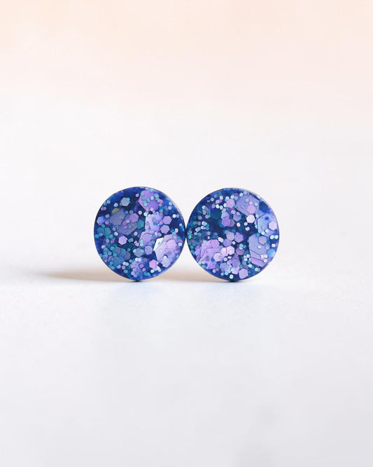 Matte glitter stud earrings made with stainless steel posts