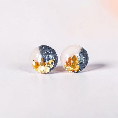 Granite and champagne earrings Hypoallergenic surgical steel studs