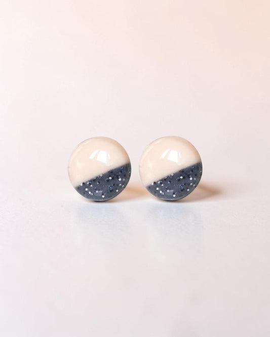 Boucles d'oreilles clous champagne et granit