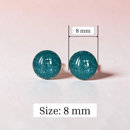 Boucles d'oreilles clous vertes à paillettes étoilées 8mm