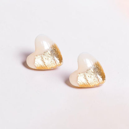 Boucles d'oreilles clous en forme de cœur rose et or