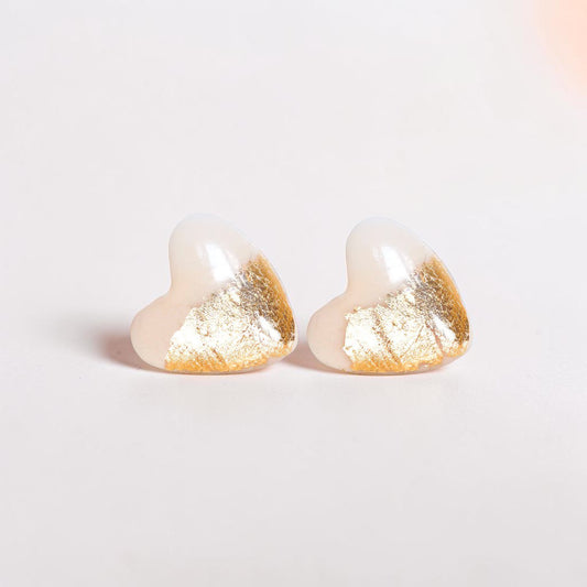 Rose and gold heart studs earrings