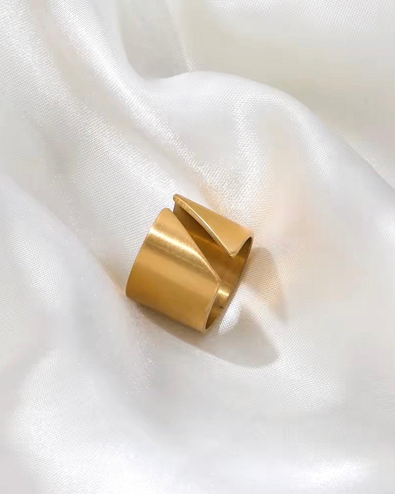 High-End Gold Brushed Metal Vintage Open Ring – Stainless Steel - Ollijewelry