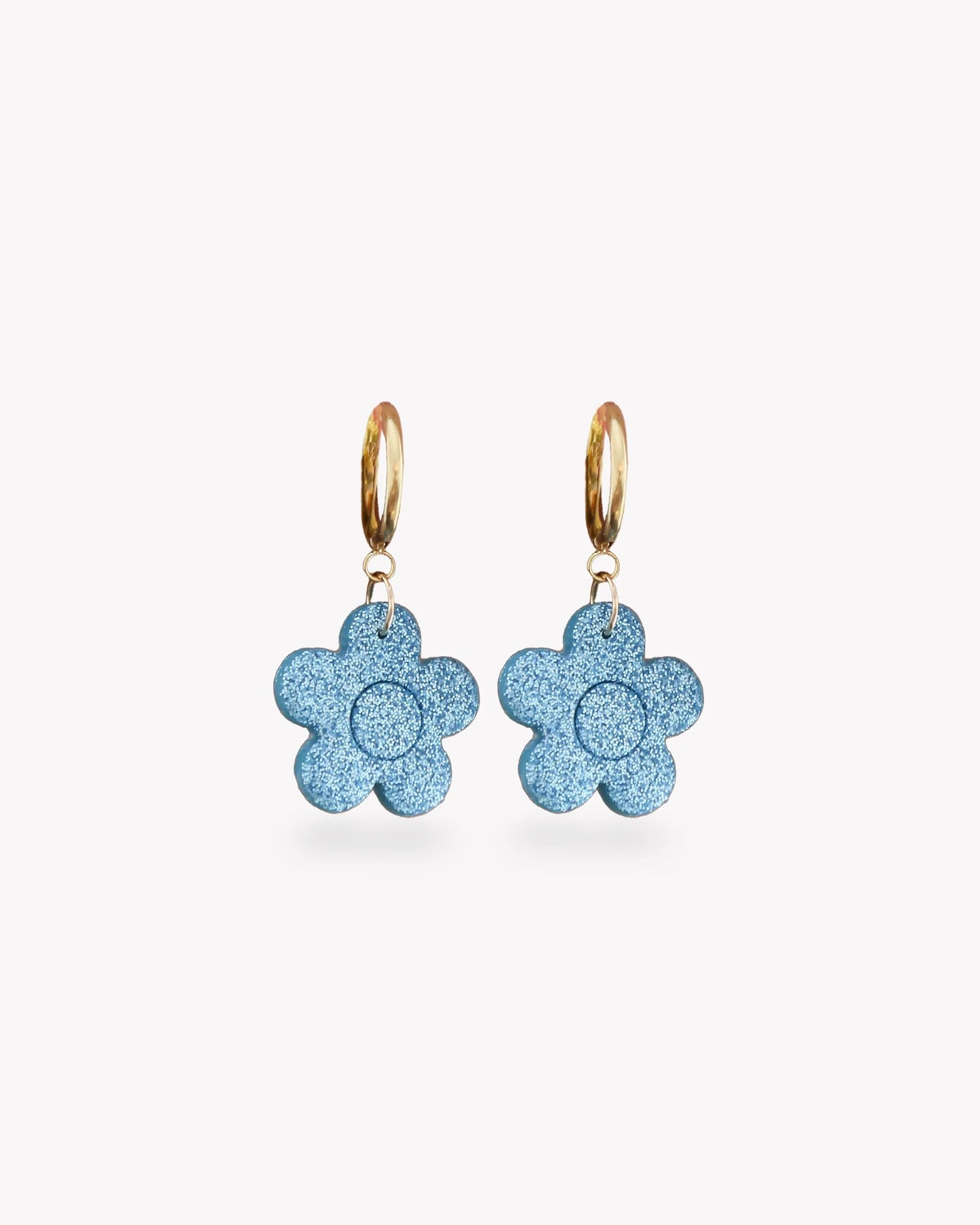 Cute flower statement earrings with stainless steel hoops