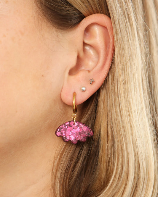 Delicate half flower hoop earrings