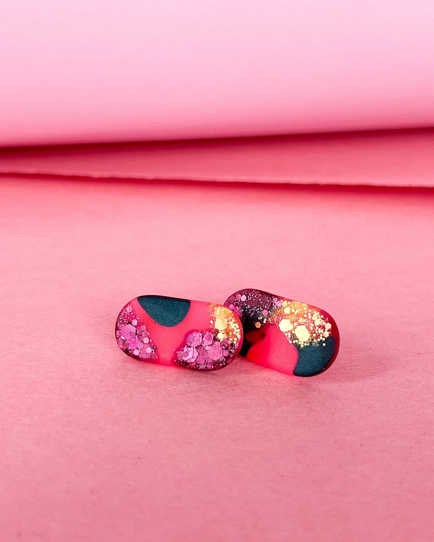 Oval statement studs - hypoallergenic earrings for sensitive ears