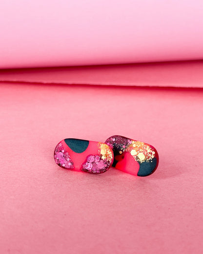 Oval statement studs - hypoallergenic earrings for sensitive ears