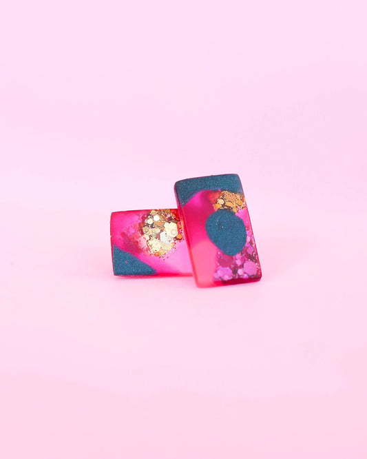 Rectangular statement studs - hypoallergenic earrings for sensitive ears