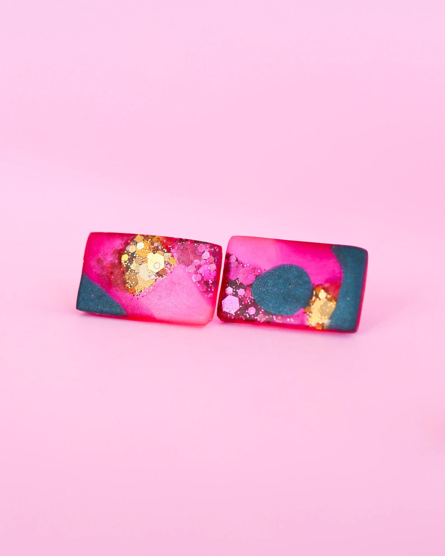 Rectangular statement studs - hypoallergenic earrings for sensitive ears