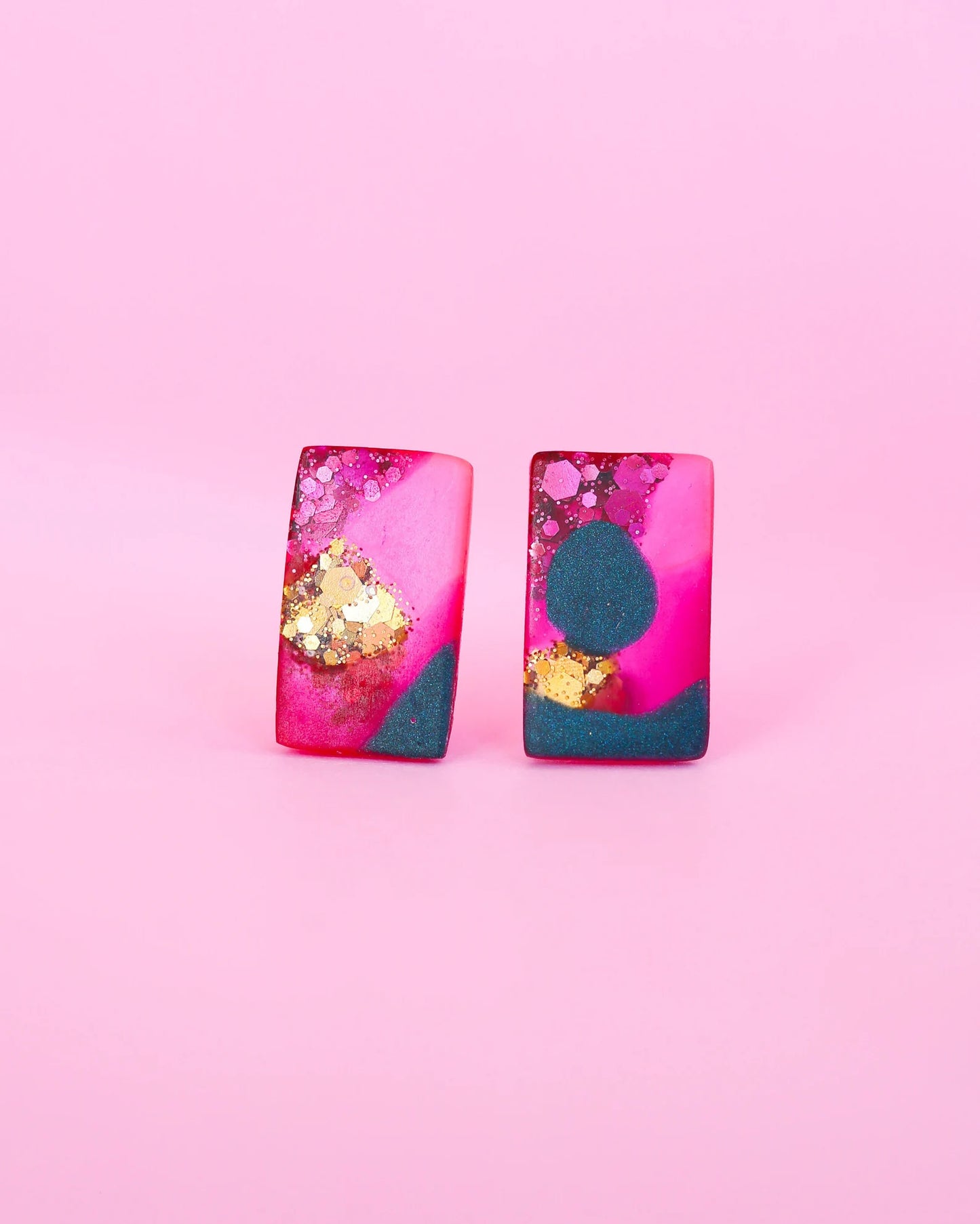 Rectangular statement studs - hypoallergenic earrings for sensitive ears