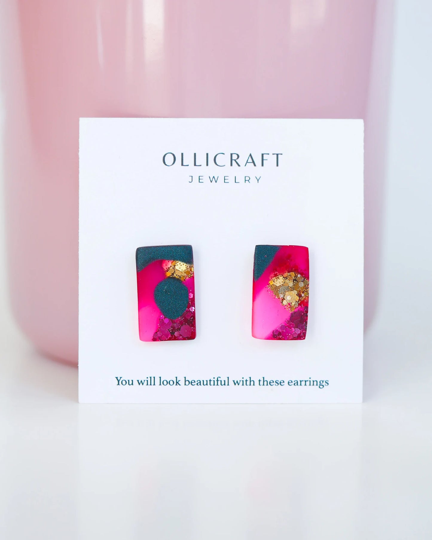 Rectangular statement studs - hypoallergenic earrings for sensitive ears